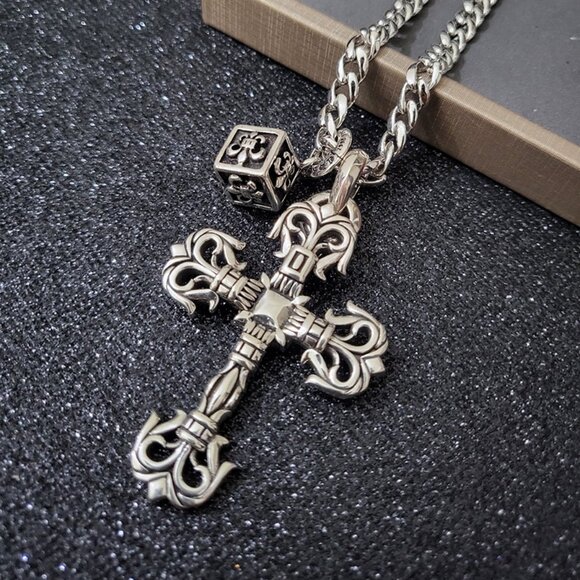 Chrome Hearts Cross Dice Silver Necklace - Picture 2 of 6